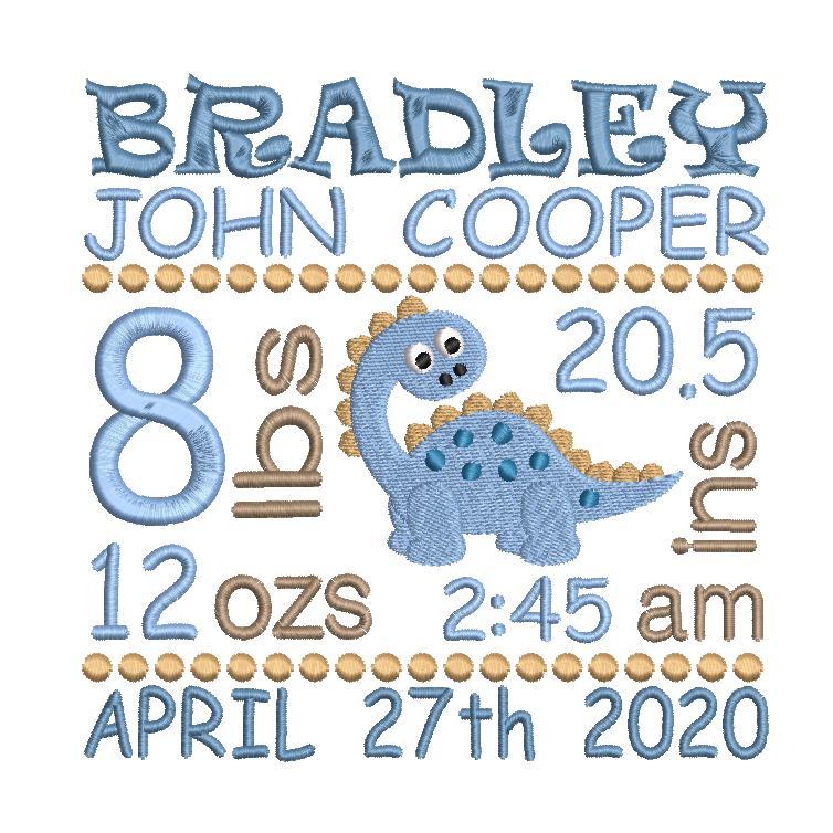 Baby birth announcement template machine embroidery design by rosiedayembroidery.com