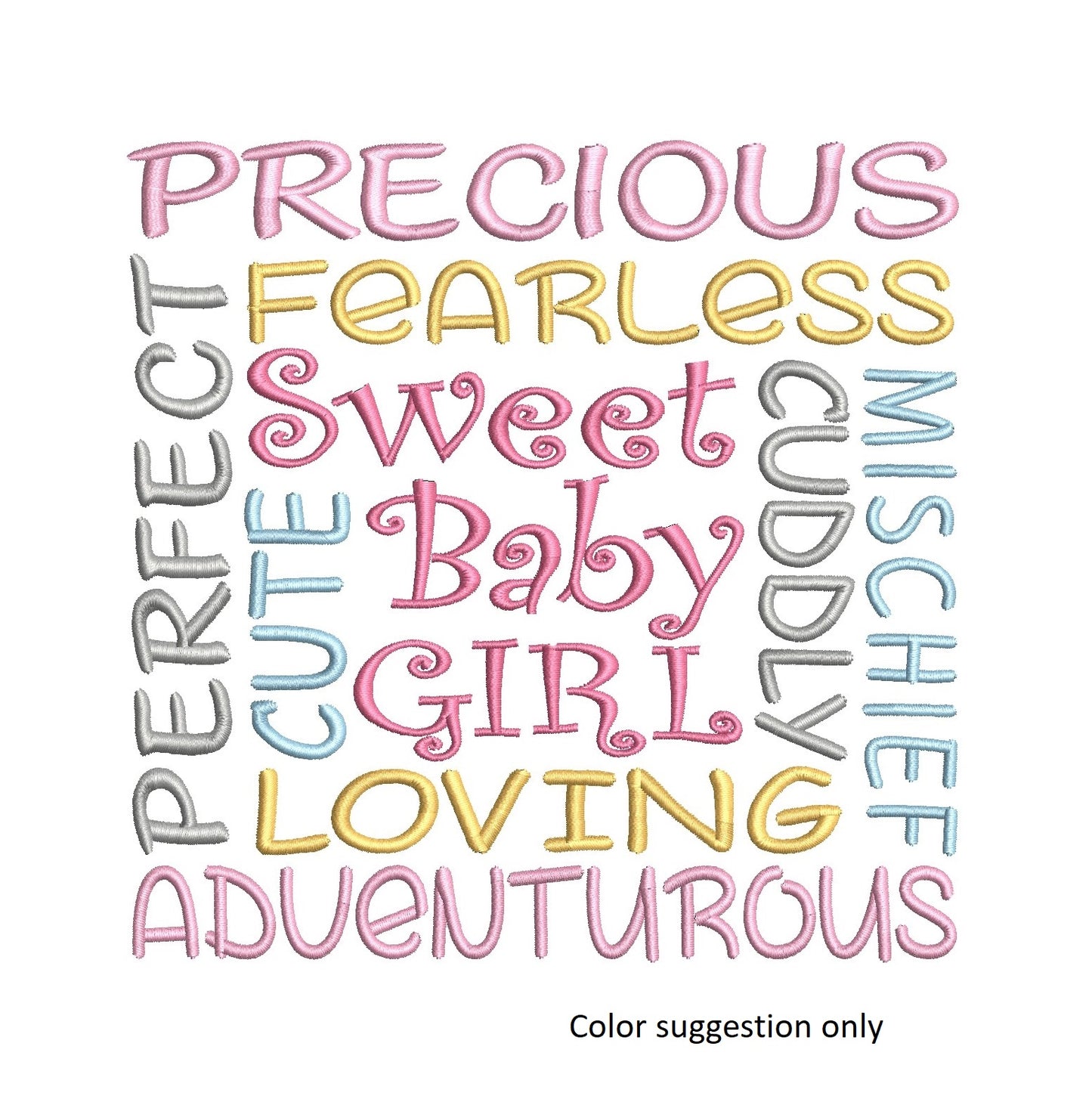 Baby girl machine embroidery design by rosiedayembroidery.com