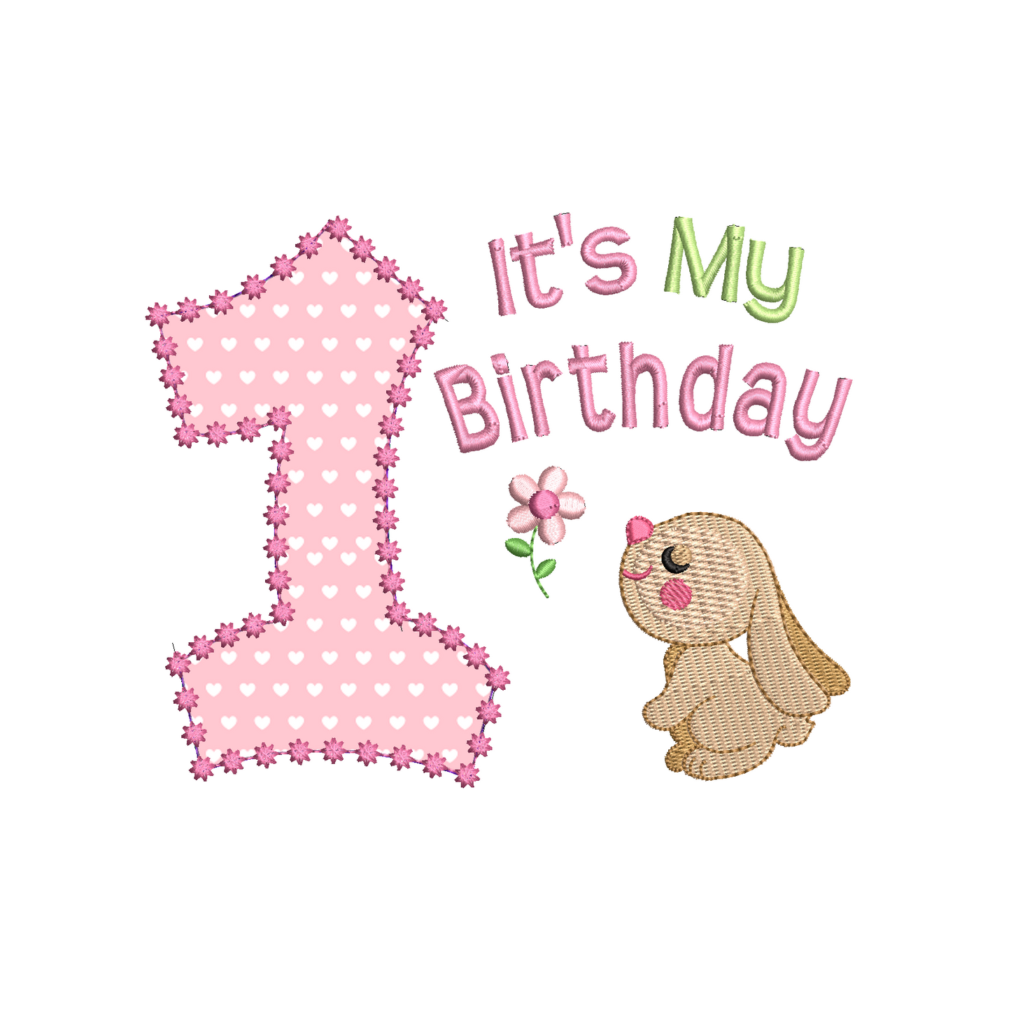 1st birthday machine embroidery design by rosiedayembroidery.com
