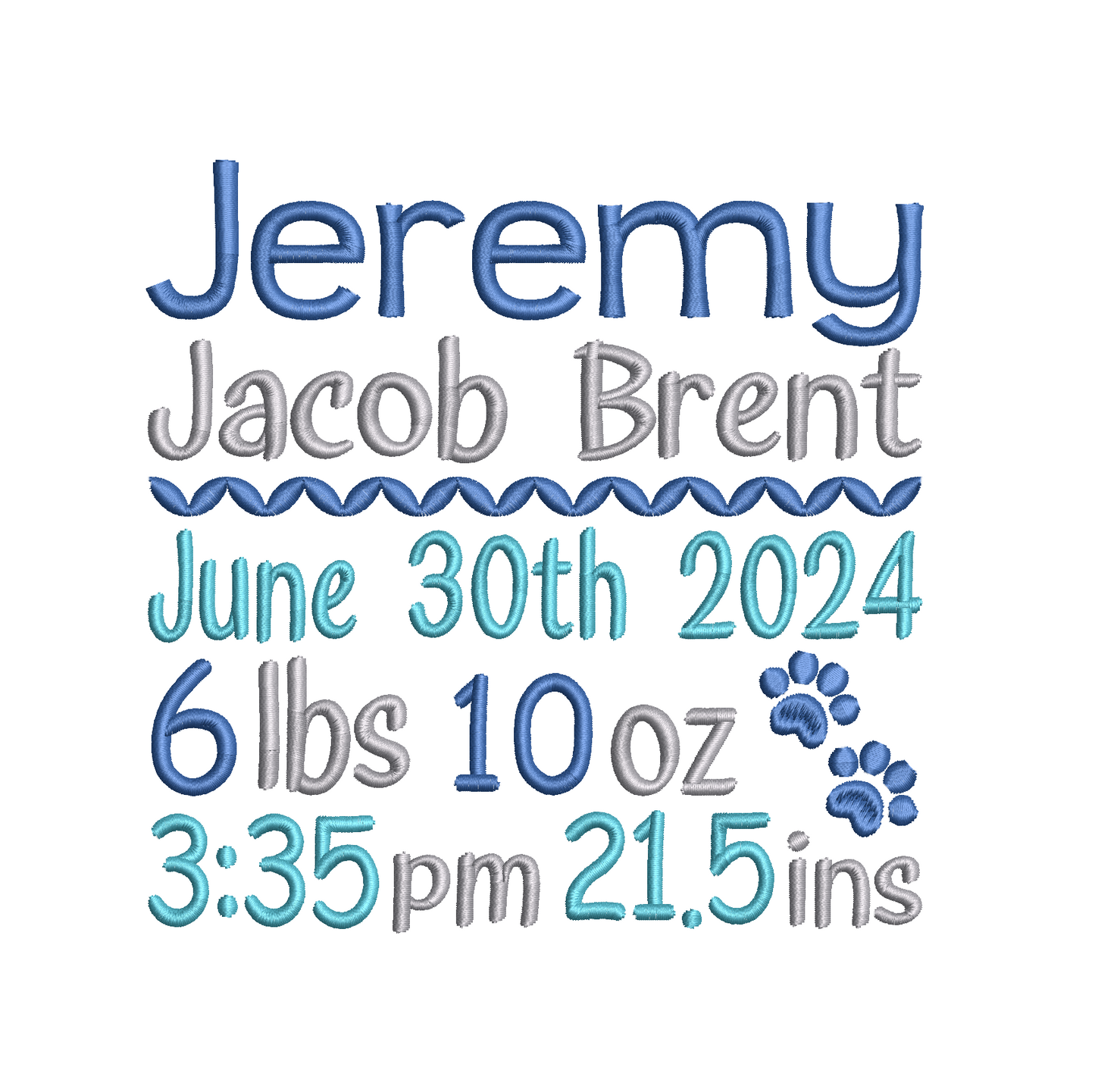 Baby birth announcement machine embroidery design by rosiedayembroidery.com