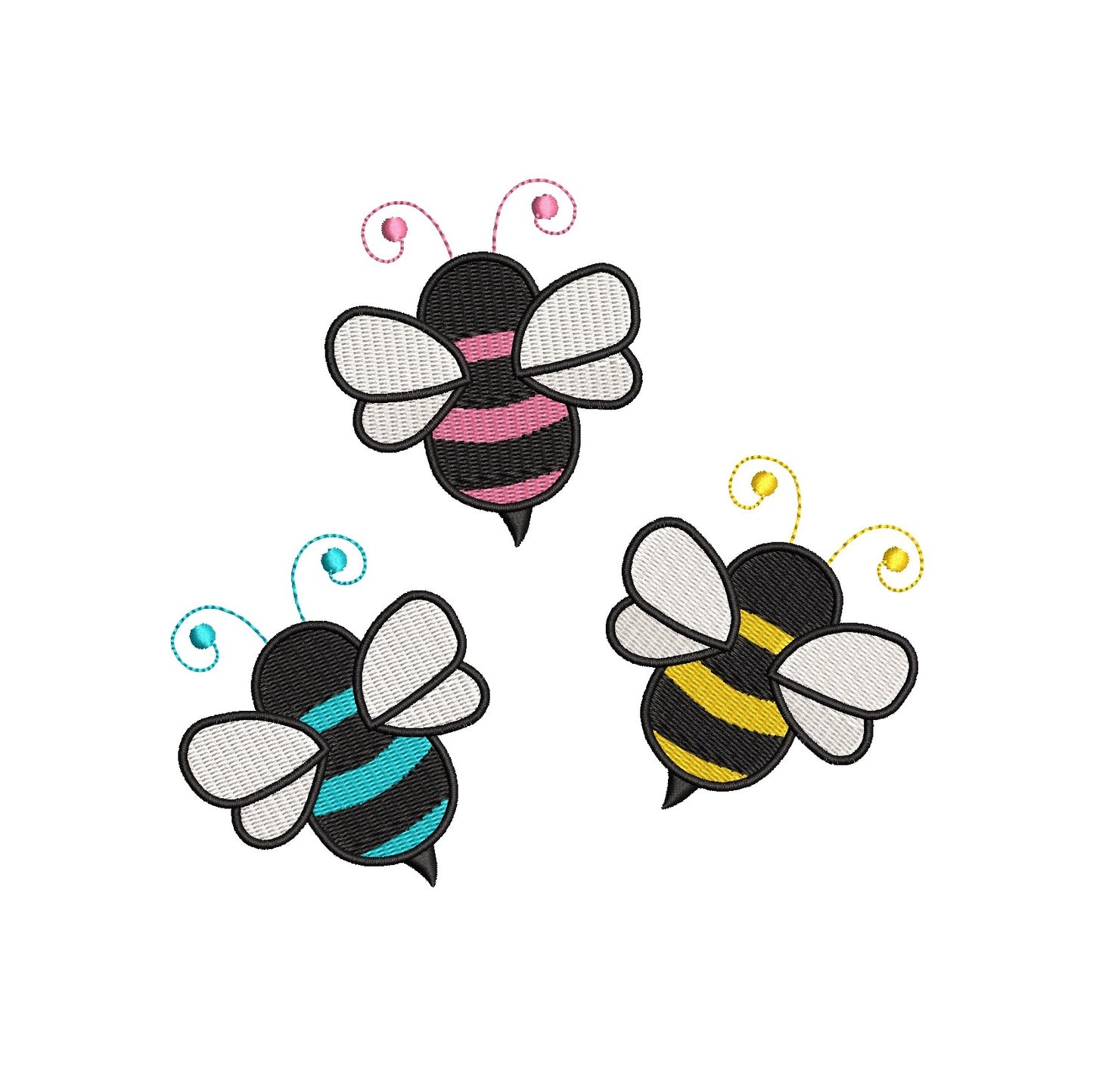Cute bee machine embroidery design by rosiedayembroidery.com
