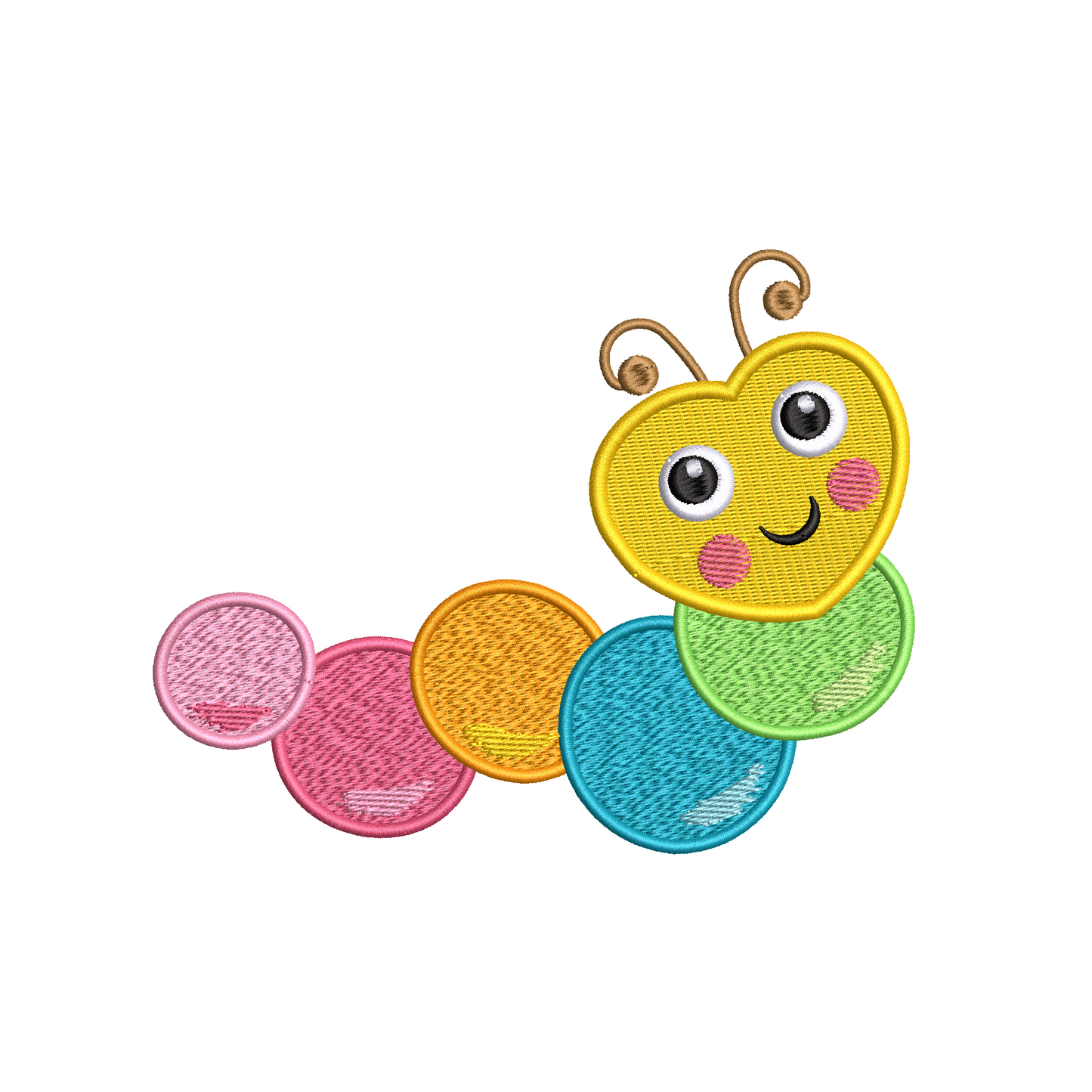 Happy Caterpillar machine embroidery design by rosiedayembroidery.com