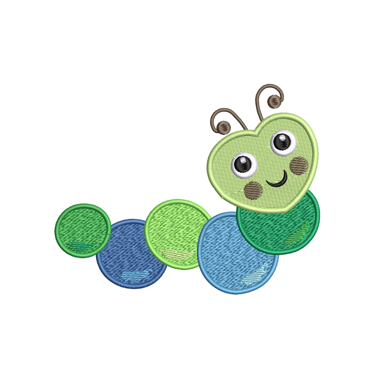 Happy Caterpillar machine embroidery design by rosiedayembroidery.com