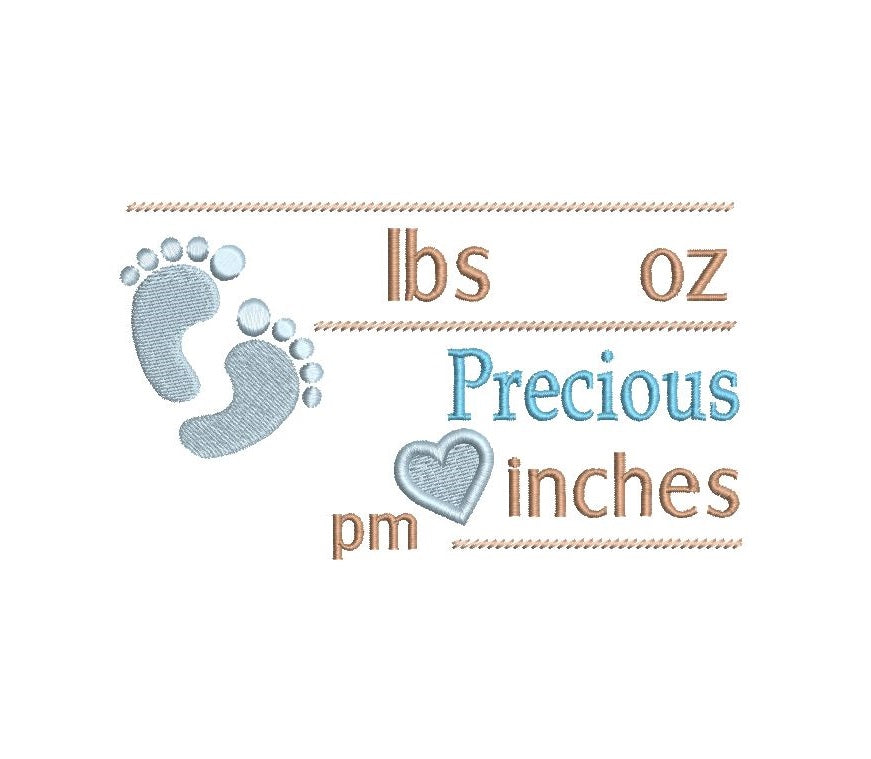 Baby birth announcement template machine embroidery design by rosiedayembroidery.com