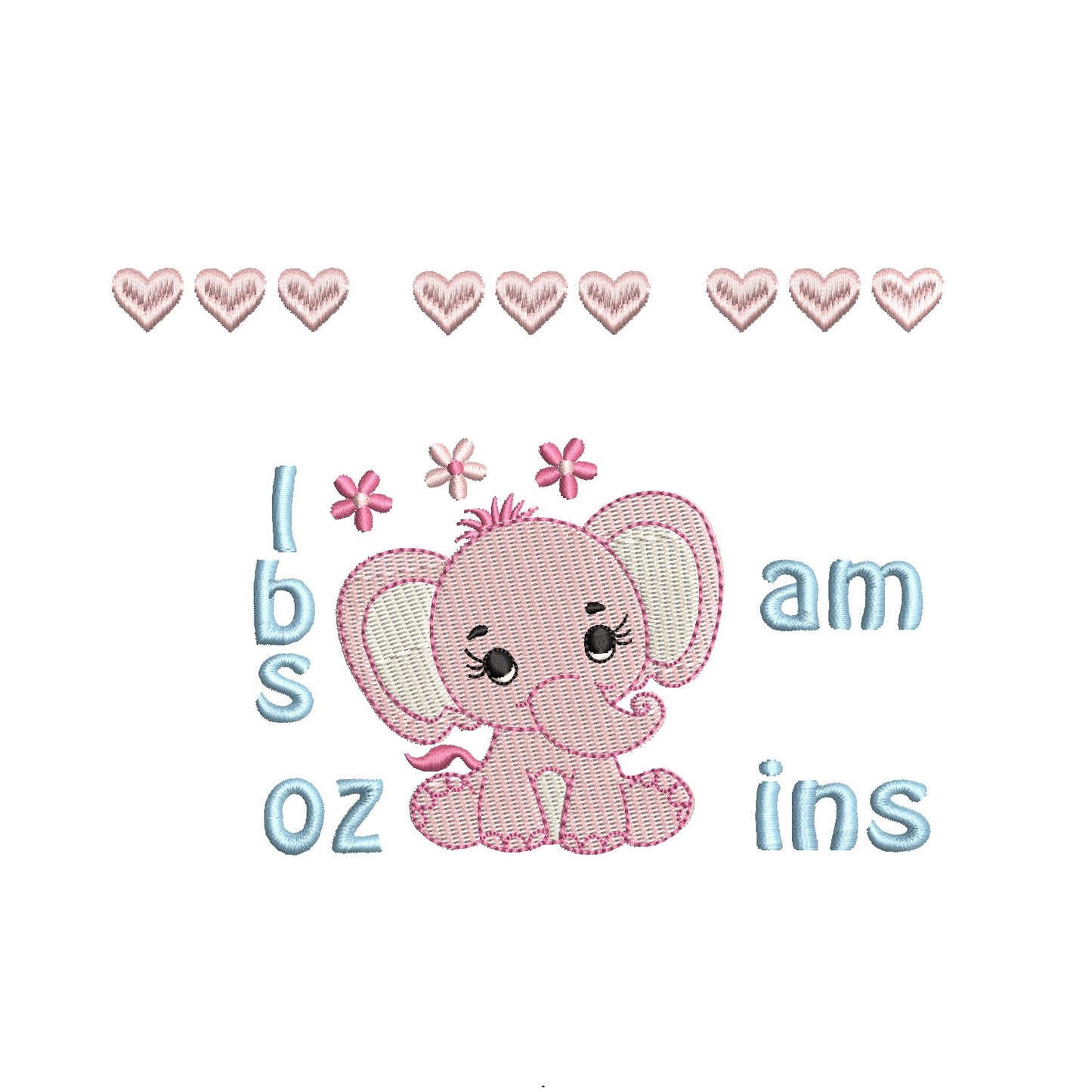 Baby birth announcement template machine embroidery design by rosiedayembroidery.com