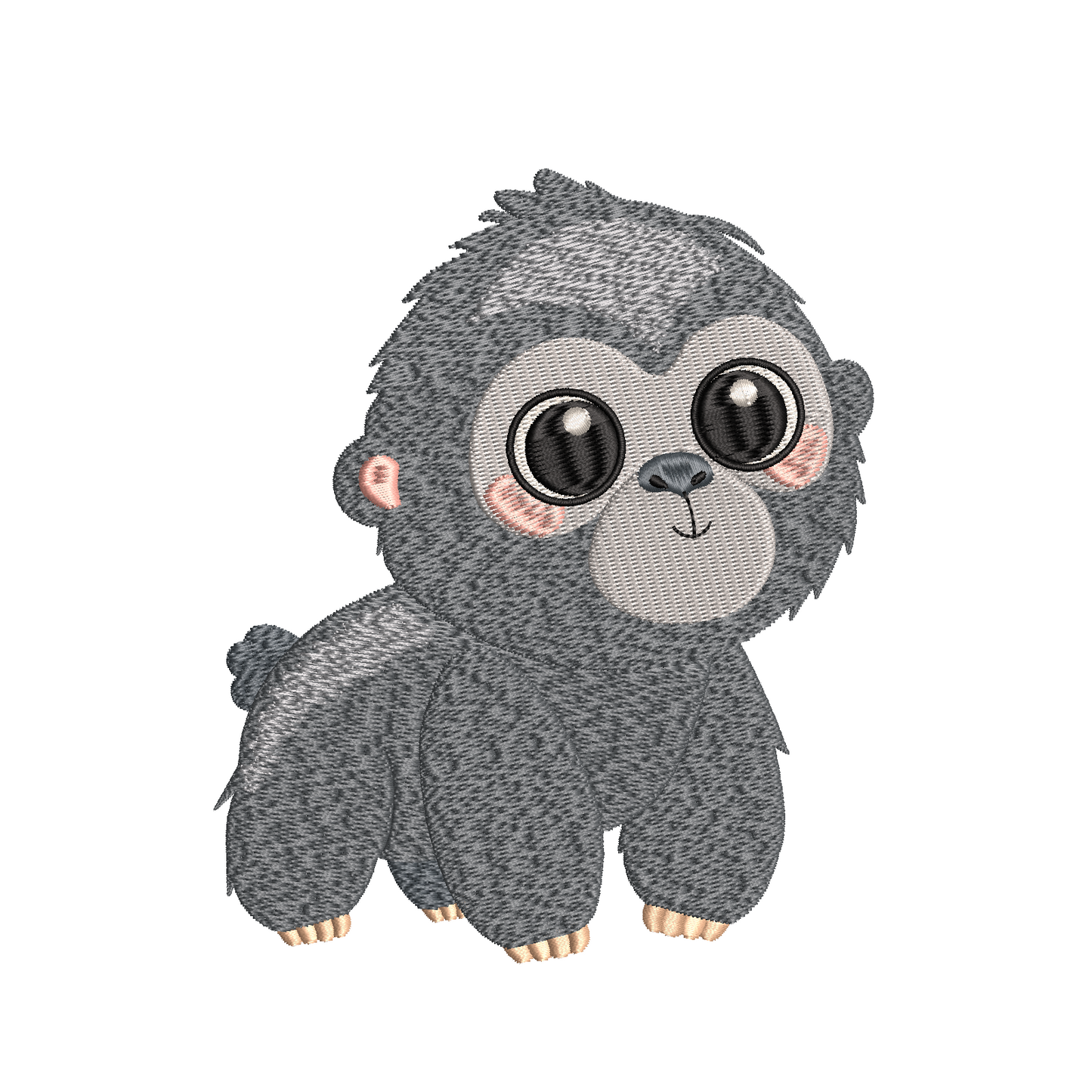 Baby gorilla fill stitch machine embroidery design by rosiedayembroidery.com