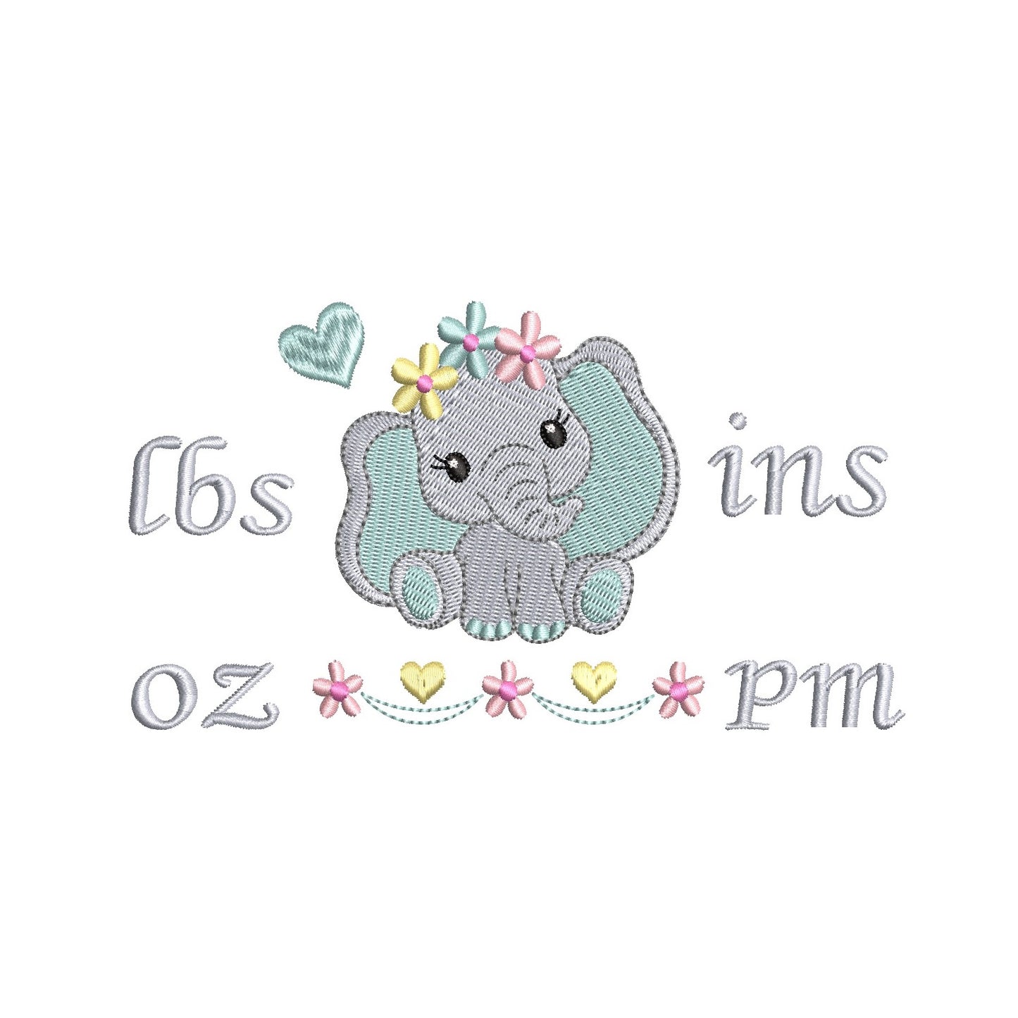 Baby birth announcement template machine embroidery design by rosiedayembroidery.com