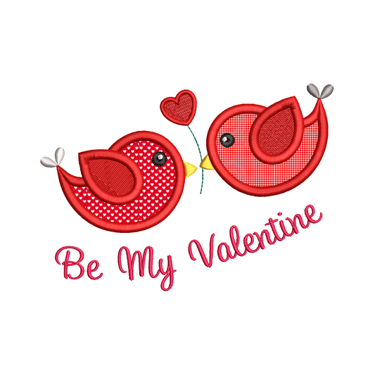 Valentine's Day love birds applique machine embroidery design by rosiedayembroidery.com