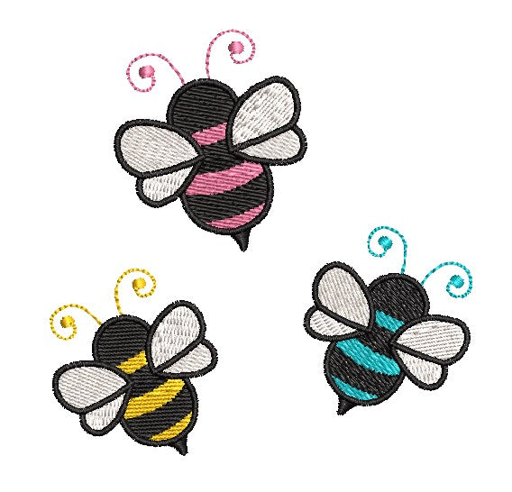 Cute bee machine embroidery design by rosiedayembroidery.com