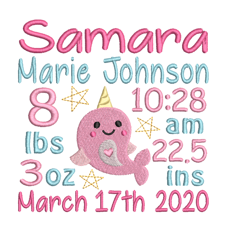 Baby birth announcement template machine embroidery design by rosiedayembroidery.com