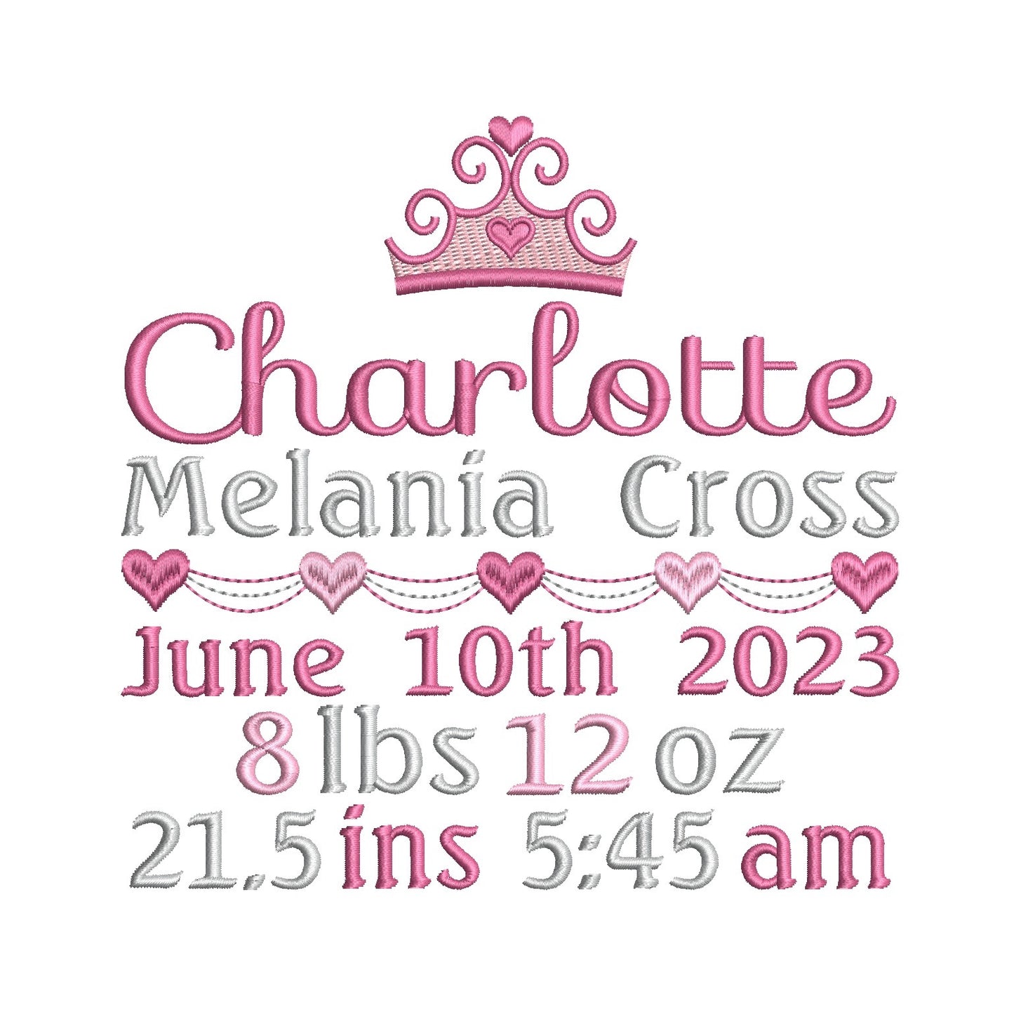 Baby birth announcement template machine embroidery design by rosiedayembroidery.com