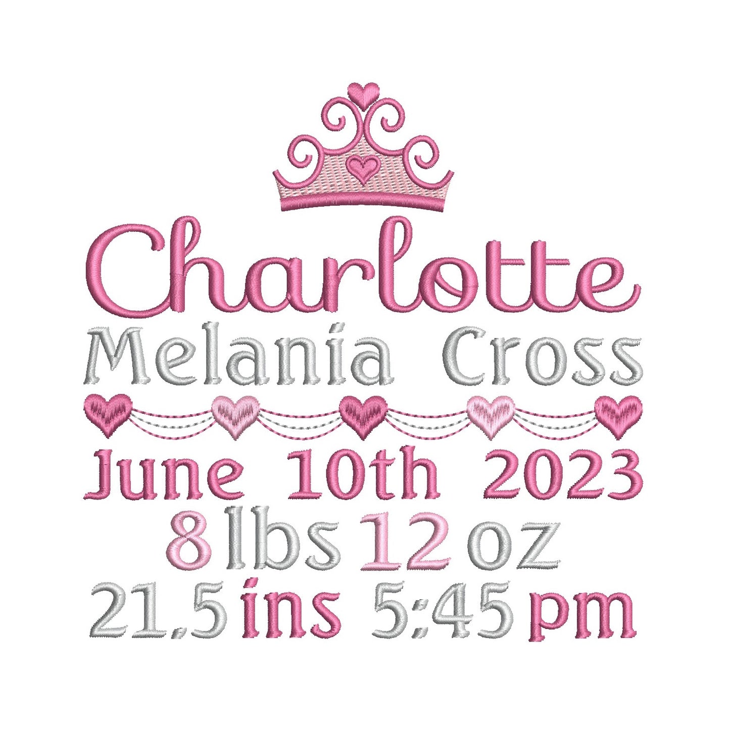 Baby birth announcement template machine embroidery design by rosiedayembroidery.com