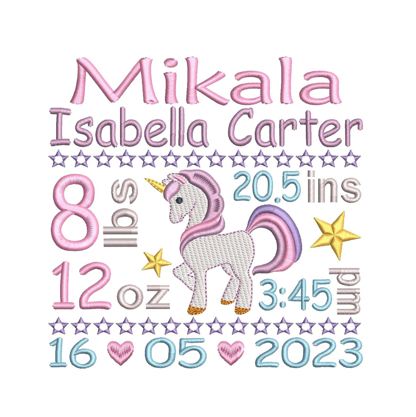 Baby birth announcement template machine embroidery design by rosiedayembroidery.com