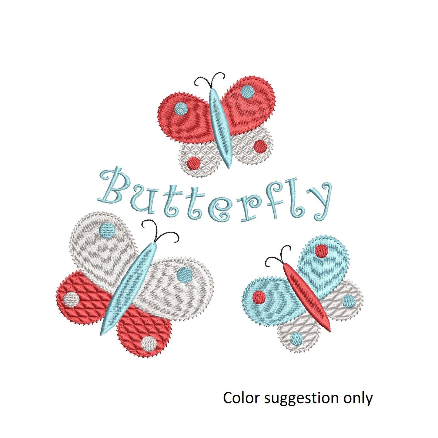 Beautiful butterflies fill stitch machine embroidery design by rosiedayembroidery.com