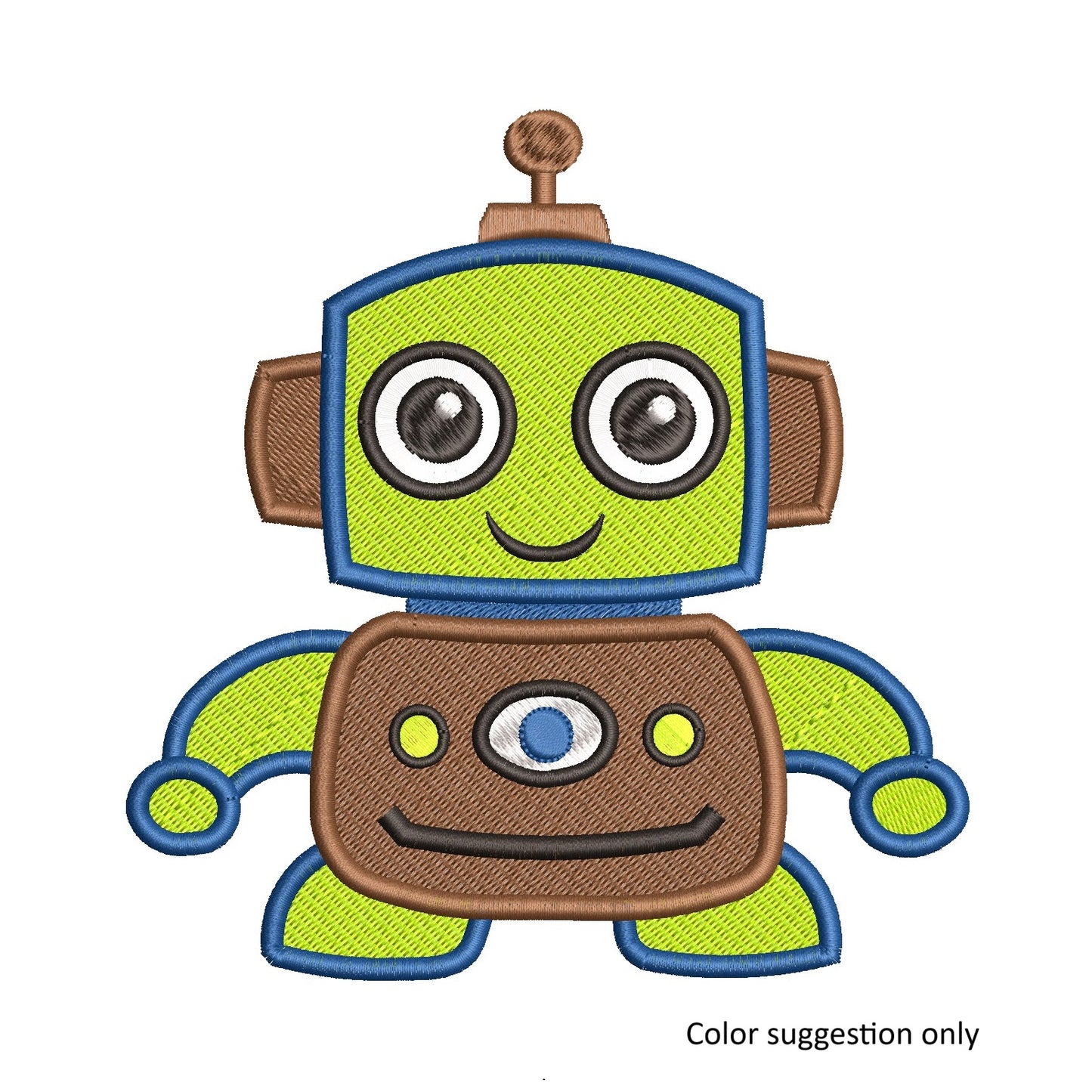 Cute baby robot fill stitch machine embroidery design by rosiedayembroidery.com