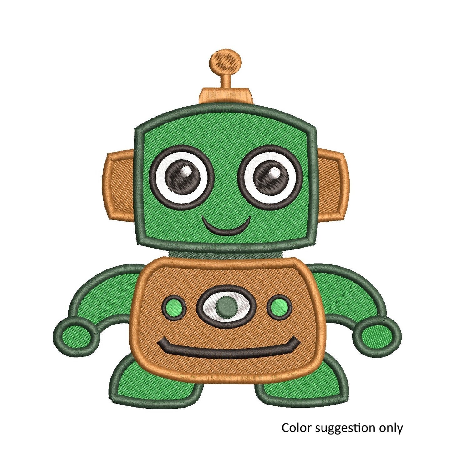 Cute baby robot fill stitch machine embroidery design by rosiedayembroidery.com