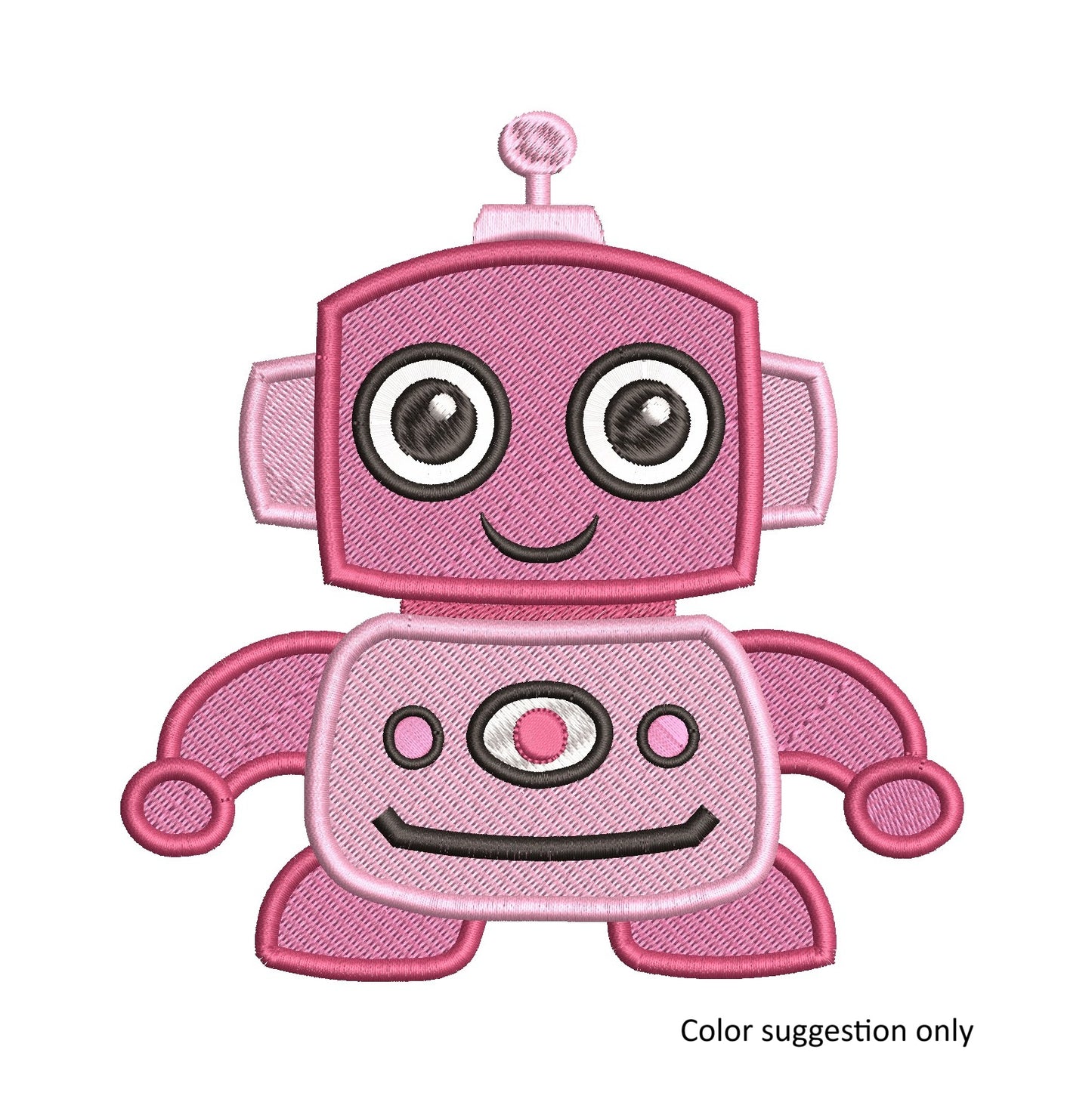 Cute baby robot fill stitch machine embroidery design by rosiedayembroidery.com