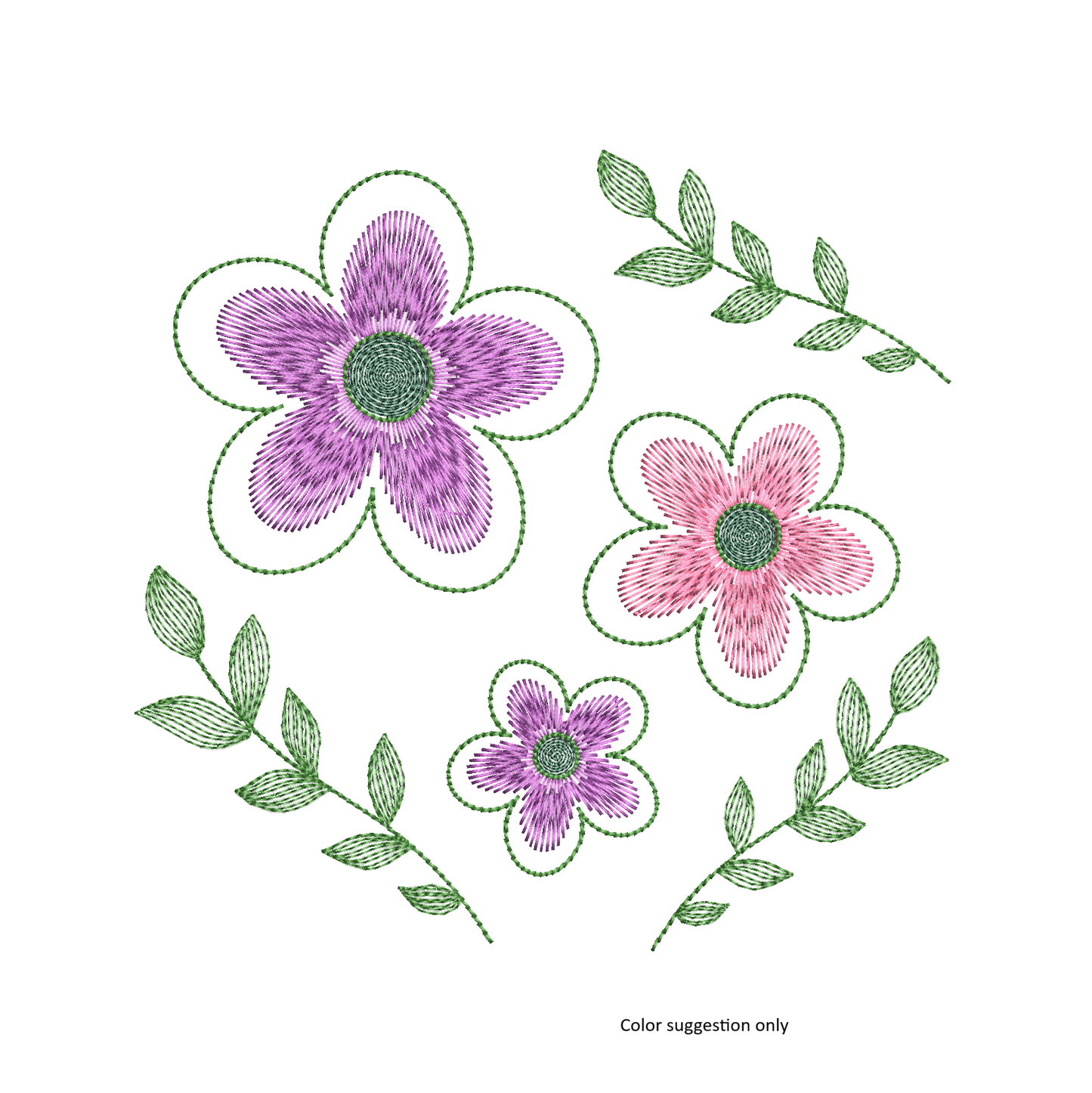 Floral Machine Embroidery Design by rosiedayembroidery.com