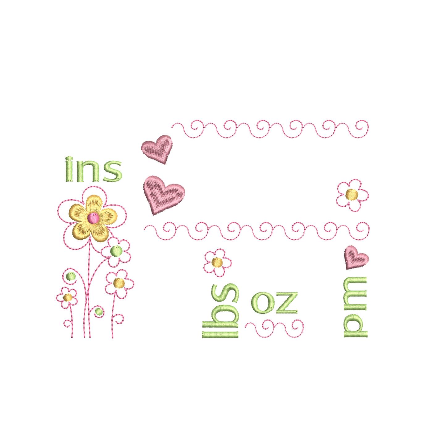 Baby birth announcement machine embroidery design by rosiedayembroidery.com