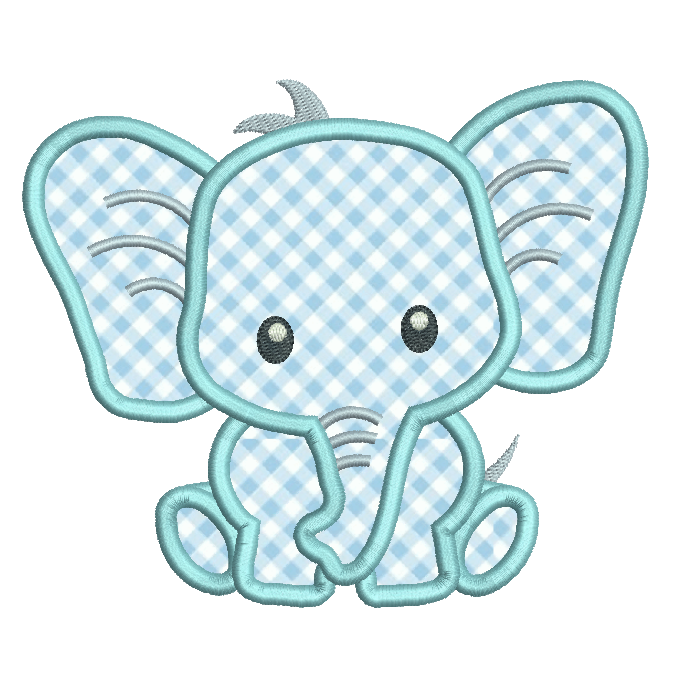 Baby elephant applique machine embroidery design by rosiedayembroidery.com