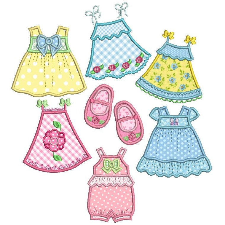 Cute Baby Dress Applique Machine Embroidery Set