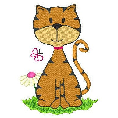 Spring cat machine embroidery design by embroiderytree.com