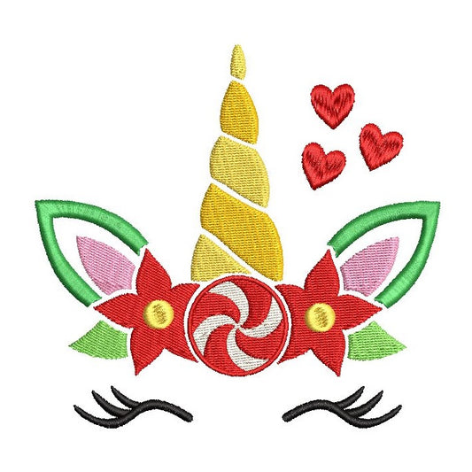 Christmas unicorn machine embroidery design by rosiedayembroidery.com