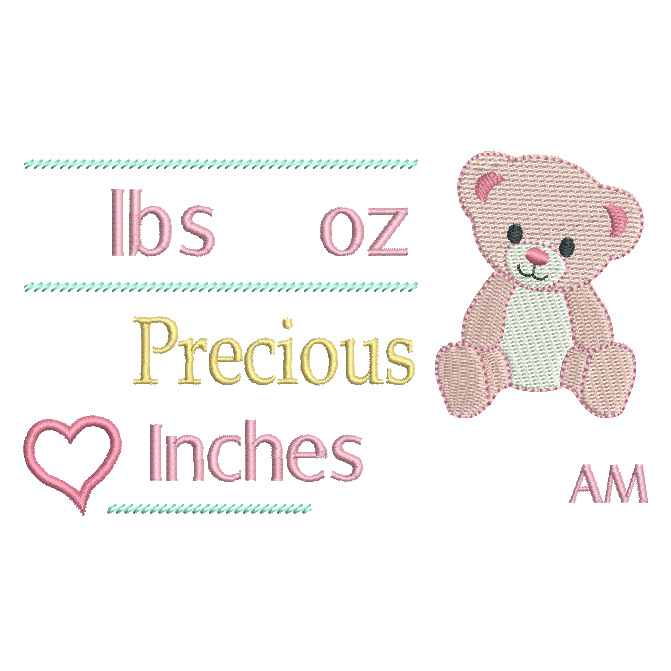 Baby Birth Announcement -Template Embroidery Design by embroiderytree.com