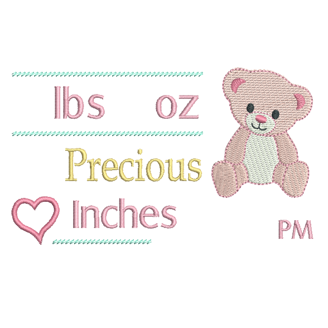 Baby Birth Announcement -Template Embroidery Design by embroiderytree.com