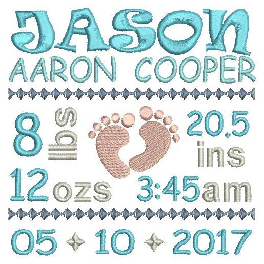 Baby Boy Feet Birth Announcement - Customised (F509-41)