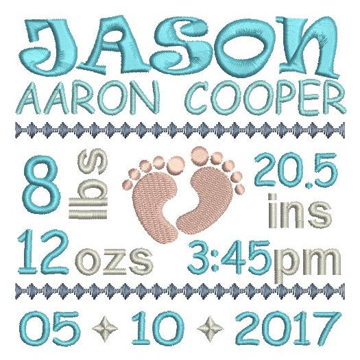 Baby Boy Feet Birth Announcement - Customised (F509-41)