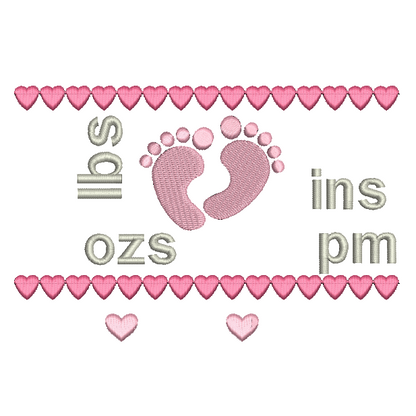 Baby Birth Announcement -Template Embroidery Design by embroiderytree.com