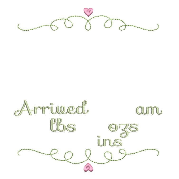 Baby birth announcement template machine embroidery design by rosiedayembroidery.com