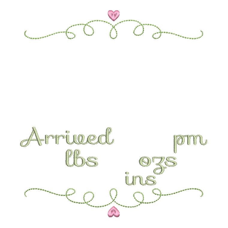 Baby birth announcement template machine embroidery design by rosiedayembroidery.com