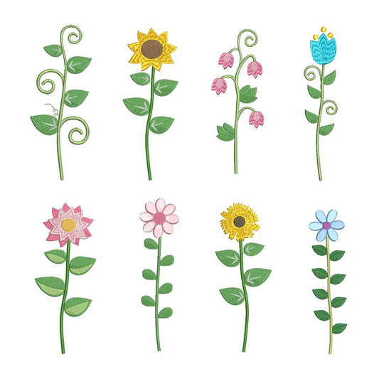 Long stem flower machine embroidery designs by rosiedayembroidery.com