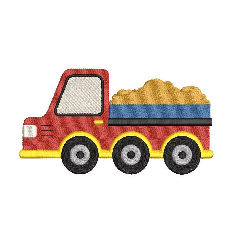 Dump truck machine embroidery design by rosiedayembroidery.com