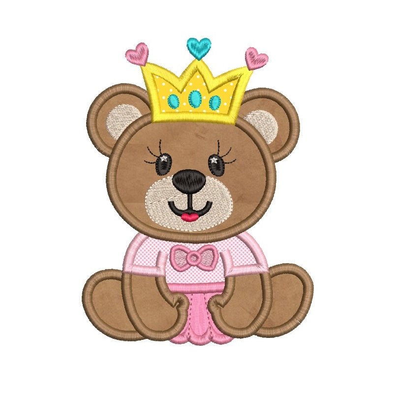 Teddy princess applique machine embroidery design by rosiedayembroidery.com