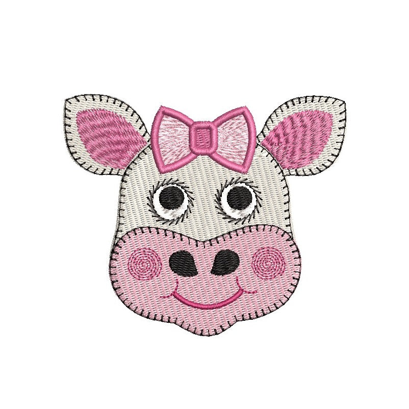 Cow face machine embroidery design by rosiedayembroidery.com