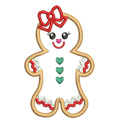 Christmas gingerbread girl applique machine embroidery design by rosiedayembroidery.com