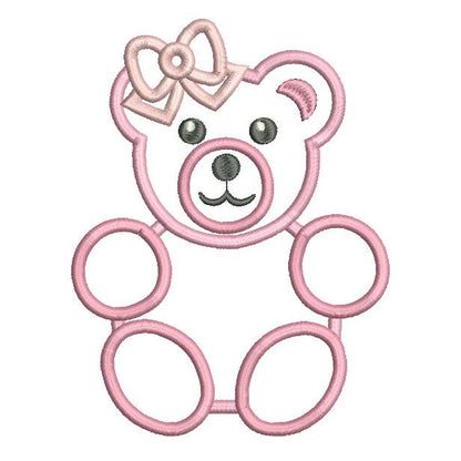 Sweet teddy bear applique machine embroidery design by rosiedayembroidery.com