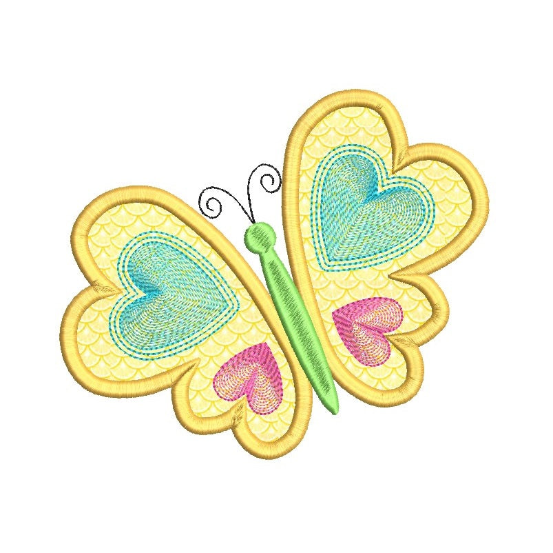 Beautiful butterfly applique machine embroidery design by rosiedayembroidery.com