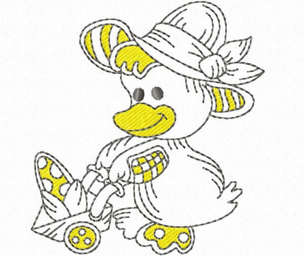 Cute duck machine embroidery design by embroiderytree.com