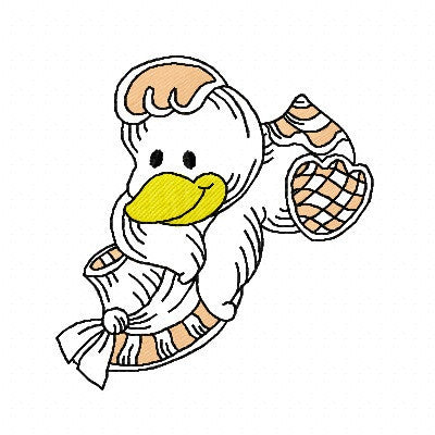 Cute duck machine embroidery design by embroiderytree.com