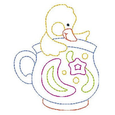 Duckling in a cup machine embroidery design by embroiderytree.com