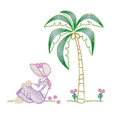 Sun bonnet girl machine embroidery design by embroiderytree.com