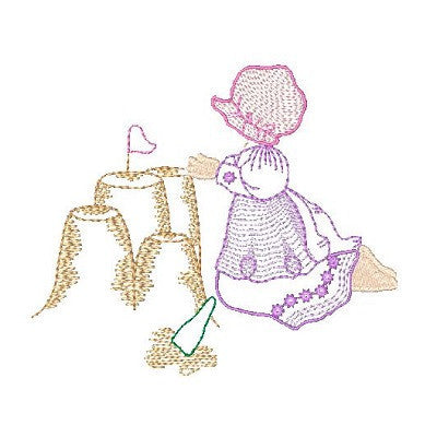 Sun bonnet girl machine embroidery design by embroiderytree.com