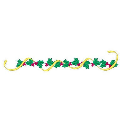 Christmas Holly Border machine embroidery design by embroiderytree.com