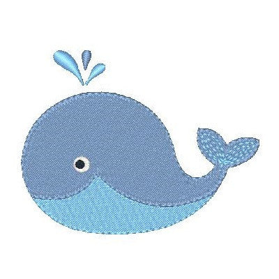 Cute whale machine embroidery design by embroiderytree.com