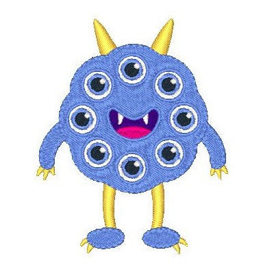 Silly monster machine embroidery design by embroiderytree.com