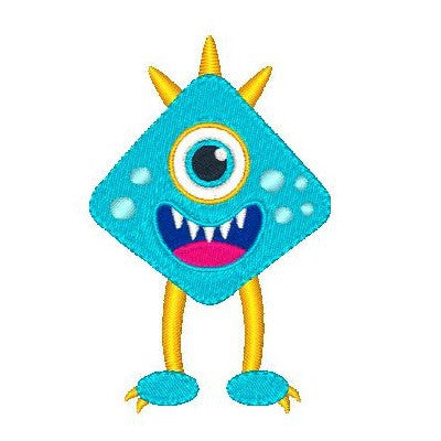 Silly monster machine embroidery design by embroiderytree.com